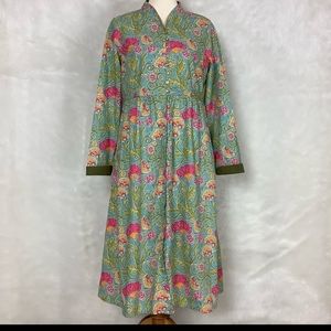 Gudrun Sjoden Long Sleeve Blue & Pink Marigold Floral Print Dress